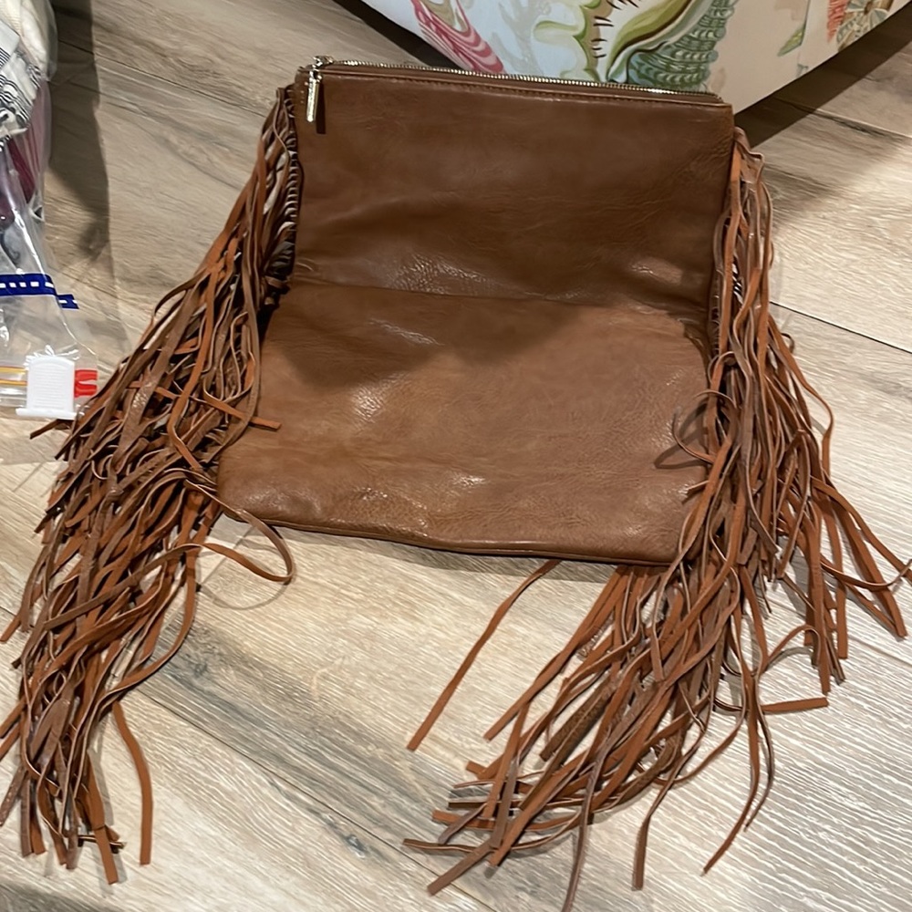 3am Forever Cognac Leather Tassel Fringe Purse View 2